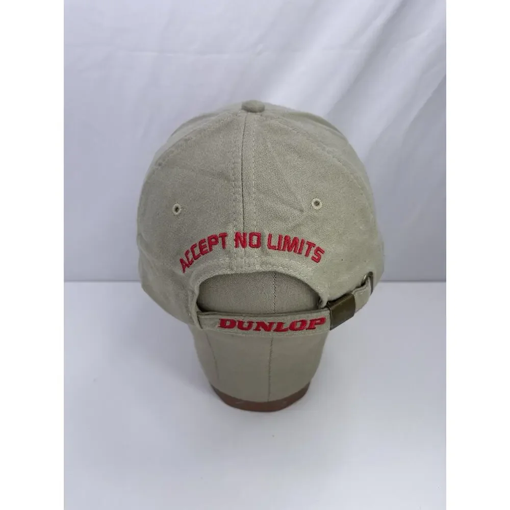 Vintage Dunlop Accept No Limits Golf Hat Cap Beige Strapback Adjustable Mens